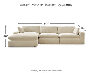 Elyza 3-Piece Sectional with Chaise Chenille