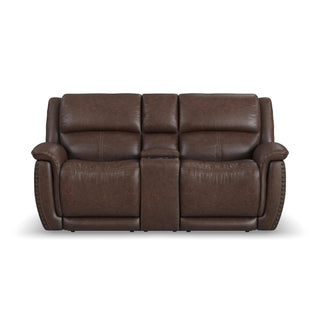 Beau Fabric Power Reclining Loveseat with Console & Power Headrests