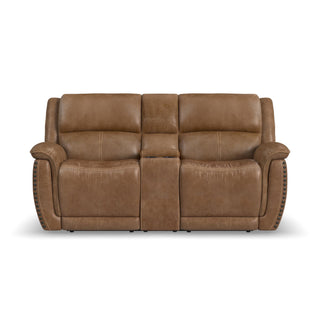 Beau Fabric Power Reclining Loveseat with Console & Power Headrests