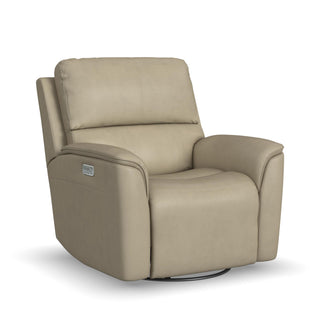 Henry Leather Power Swivel Gliding Recliner with Power Headrest, Lumbar, Heat & Massage