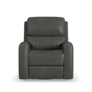 Linden Leather Power Swivel Gliding Recliner with Power Headrest, Lumbar, Heat & Massage