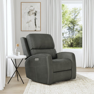 Linden Leather Power Swivel Gliding Recliner with Power Headrest, Lumbar, Heat & Massage