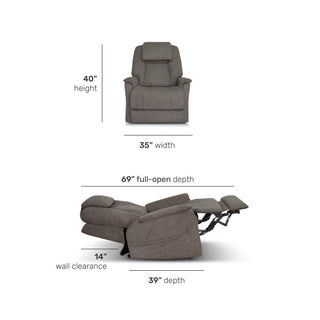 Zecliner Model 3+ Petite Fabric Power Lift Recliner with Power Headrest, Lumbar, Heat & Massage