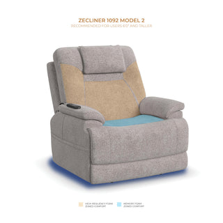 Zecliner Model 2 Fabric Power Sleep Recliner with Power Headrest & Lumbar