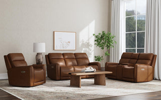 Alister Leather Power Gliding Sofa with Power Headrests & Lumbar