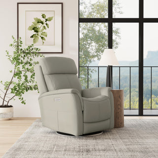 View Leather Power Swivel Recliner with Power Headrest