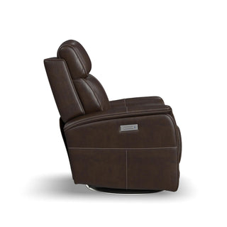View Leather Power Swivel Recliner with Power Headrest