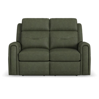 Felix Leather Power Reclining Loveseat with Power Headrest, Lumbar, Heat & Massage
