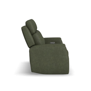Felix Leather Power Reclining Loveseat with Power Headrest, Lumbar, Heat & Massage