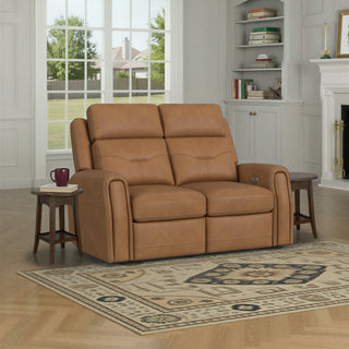 Felix Leather Power Reclining Loveseat with Power Headrest, Lumbar, Heat & Massage