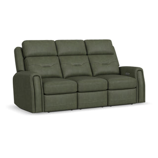 Felix Leather Power Reclining Sofa with Power Headrest, Lumbar, Heat & Massage