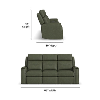 Felix Leather Power Reclining Sofa with Power Headrest, Lumbar, Heat & Massage