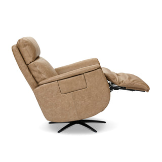 Cove Leather Power Swivel Recliner with Power Headrest, Lumbar, Heat, & Massage
