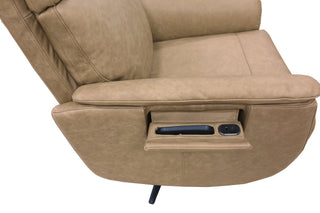 Cove Leather Power Swivel Recliner with Power Headrest, Lumbar, Heat, & Massage