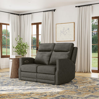 Maxwell Leather Power Reclining Loveseat with Power Headrests and Lumbar