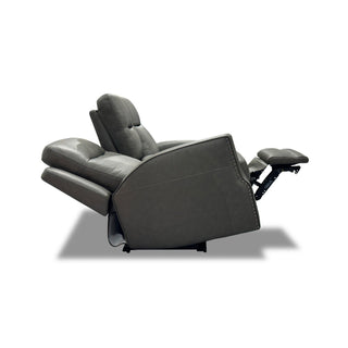 Maxwell Leather Power Reclining Loveseat with Console, Power Headrests and Lumbar