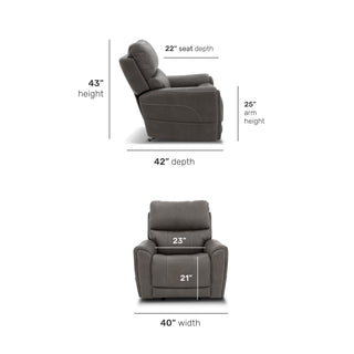 Carter Fabric Power Rocking Recliner with Power Headrest, Lumbar, Heat & Massage
