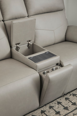 Vernon Fabric Power Reclining Loveseat with Console, Power Headrests, Lumbar, Heat & Massage