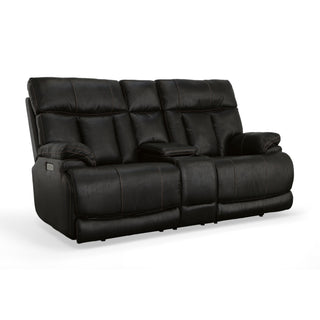 Clive Fabric Power Reclining Loveseat with Console, Power Headrests & Lumbar