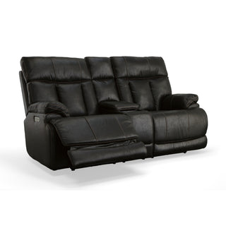 Clive Fabric Power Reclining Loveseat with Console, Power Headrests & Lumbar