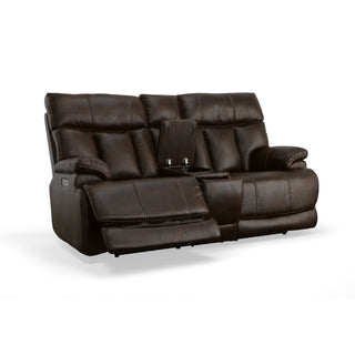 Clive Fabric Power Reclining Loveseat with Console, Power Headrests & Lumbar
