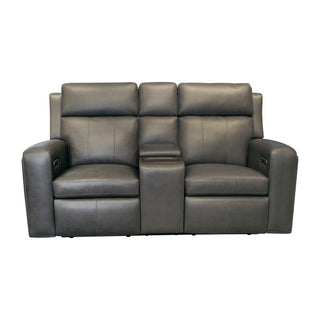 Wyatt Leather Power Reclining Loveseat with Console & Power Headrests & Lumbar