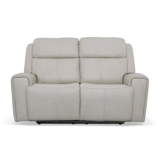 Barnett Leather Power Reclining Loveseat with Power Headrests & Lumbar