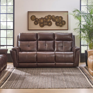Ranger Leather Power Reclining Sofa with Console, Power Headrest, Lumbar, Heat & Massage