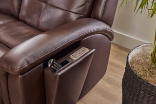Ranger Leather Power Reclining Loveseat with Console, Power Headrest, Lumbar, Heat & Massage