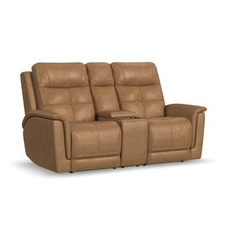 Ranger Leather Power Reclining Loveseat with Console, Power Headrest, Lumbar, Heat & Massage