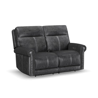 Alexander Leather Power Reclining Loveseat with Power Headrest & Lumbar