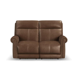 Alexander Leather Power Reclining Loveseat with Power Headrest & Lumbar