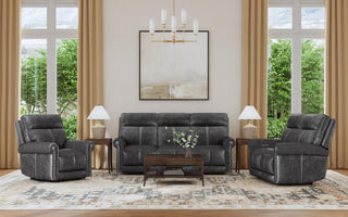 Alexander Leather Power Reclining Sofa with Console, Power Headrest & Lumbar