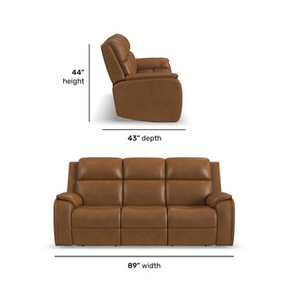 Ziggy Leather Power Reclining Sofa with Power Headrest, Lumbar, Heat & Massage