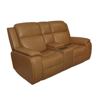 Ziggy Leather Power Reclining Loveseat with Console, Power Headrest, Lumbar, Heat & Massage
