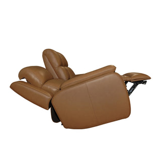 Ziggy Leather Power Reclining Loveseat with Console, Power Headrest, Lumbar, Heat & Massage