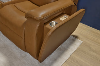 Ziggy Leather Power Reclining Loveseat with Console, Power Headrest, Lumbar, Heat & Massage