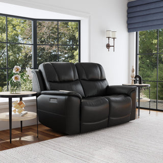 Crew Leather Power Reclining Loveseat with Power Headrests & Lumbar
