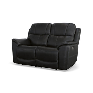 Crew Leather Power Reclining Loveseat with Power Headrests & Lumbar
