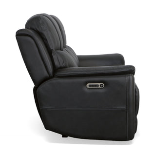 Crew Leather Power Reclining Loveseat with Power Headrests & Lumbar