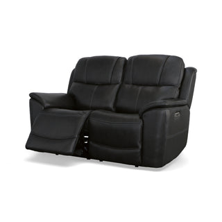 Crew Leather Power Reclining Loveseat with Power Headrests & Lumbar