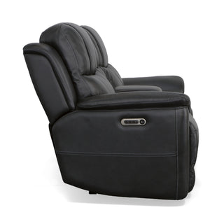 Crew Leather Power Reclining Loveseat with Console, Power Headrests & Lumbar
