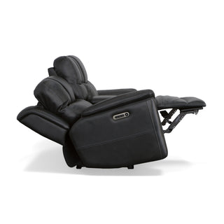 Crew Leather Power Reclining Loveseat with Console, Power Headrests & Lumbar