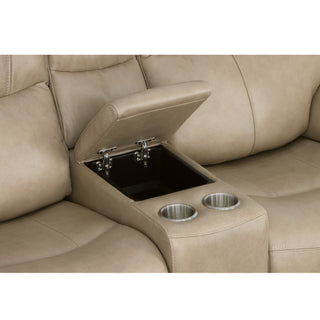 Crew Leather Power Reclining Loveseat with Console, Power Headrests & Lumbar