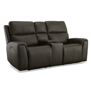 Jarvis Leather Power Reclining Loveseat with Console & Power Headrests