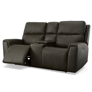 Jarvis Leather Power Reclining Loveseat with Console & Power Headrests