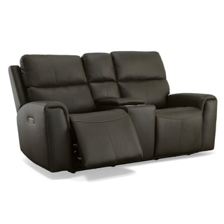 Jarvis Leather Power Reclining Loveseat with Console & Power Headrests