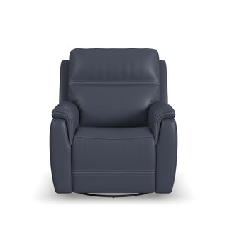 Sawyer Leather Swivel Glider with Power Headrest, Lumbar, Heat & Massage