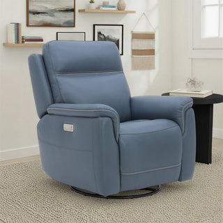 Sawyer Leather Swivel Glider with Power Headrest, Lumbar, Heat & Massage
