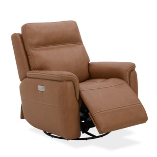 Sawyer Leather Swivel Glider with Power Headrest, Lumbar, Heat & Massage